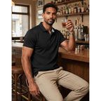 Magcomsen Men'S Polo Shirts Short Sleeve Cotton Pique 3 Button Classic Fit Casual T-Shirt Performance Golf Shirts