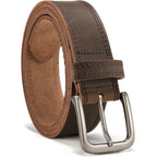 Chaoren Mens Belts Casual For Jeans - Full-Grain Leather, Durable Cowhide | Solid Buckle, Classic Style, Handmade, Daily Wear, Gift Box