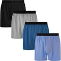 Innersy Men'S Boxer Shorts Loose Fit Soft Cotton Boxers For Men 4 Pack
