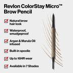 Revlon Colorstay Micro Eyebrow Pencil With Built In Spoolie Brush, Infused With Argan And Marula Oil, Waterproof, Smudgeproof, 454 Medium Brown, 0.003 Oz