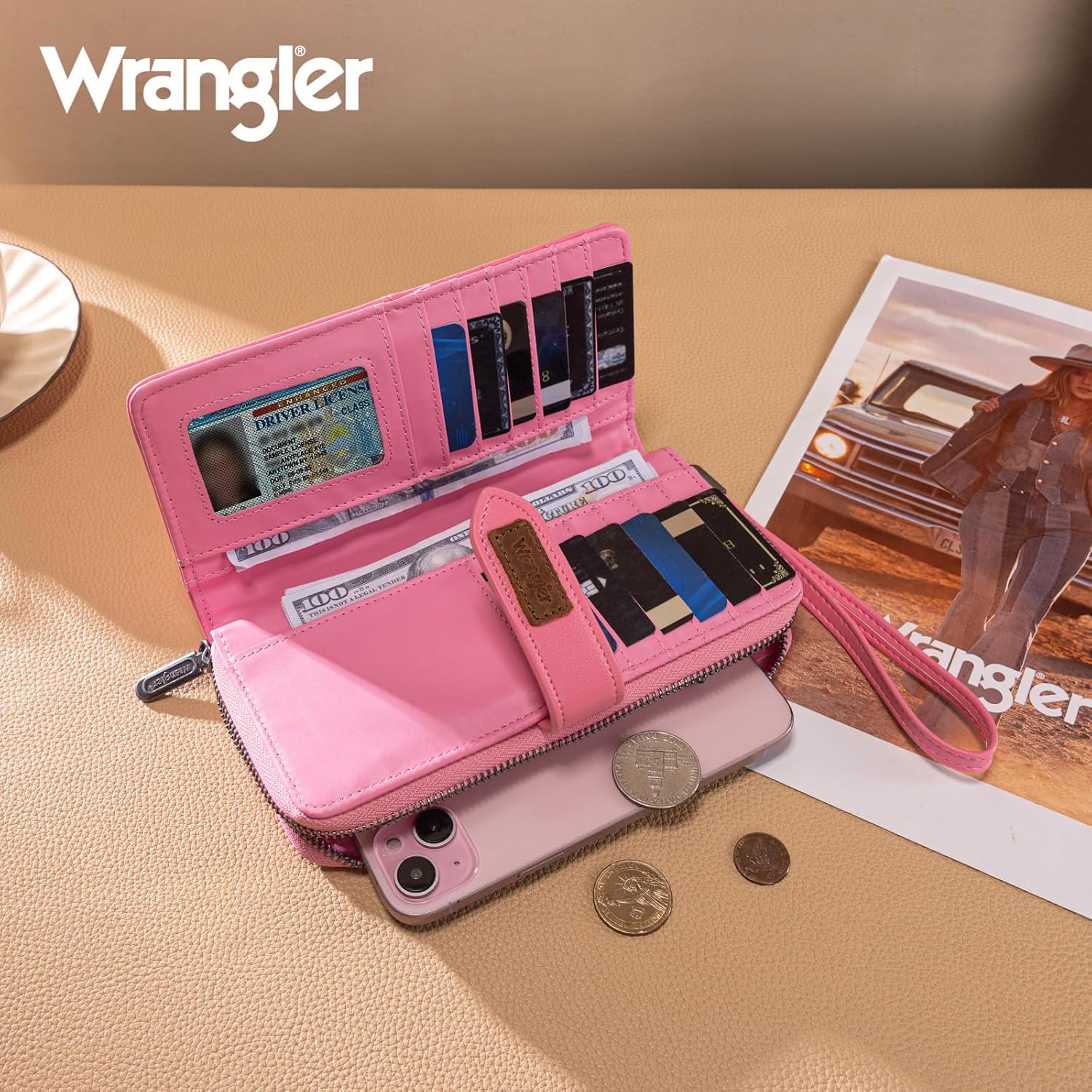 X Wrangler Women's Wallets Bifold Wristlet Wallets for Women Large Capacity Credit Card Wallet with ID Window