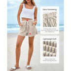 Striped Summer Shorts for Women 2026 Loose Spring Casual Elastic Waist Lounge Resort Wear Vacation Beach Shorts