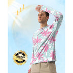 Pudolla Men'S Sun Protection Hoodie Shirts Upf 50+ Rash Guard Spf Long Sleeve Fishing Shirt For Men Swim Hiking Boating