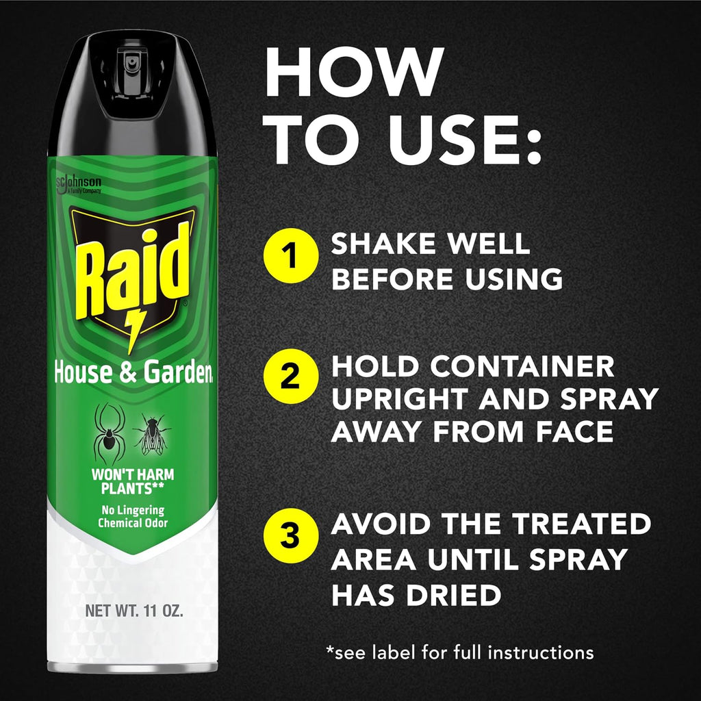 Raid House And Garden Insect Killer Spray, For Indoor And Outdoor Use, Won'T Harm Plants, Insect Spray, Orange Breeze Scent, 11 Oz