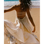 R.Vivimos Womens Summer Boho Sexy Backless Long Dresses