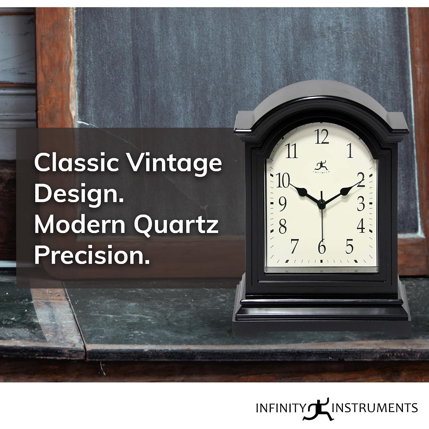 Infinity Instruments Brown Antique Grandfather Tabletop Clock 9 X 6 Mantle Tabletop Clock Mini Desktop Table Mantel Decor Vintage Living Room Decor