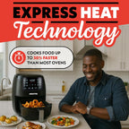 Gourmia Air Fryer - 6 Qt Large Capacity, FryForce 360º, Digital Display with 12 Presets, Roast, Bake, Broil, Dehydrate, Dishwasher Safe Accessories, Black