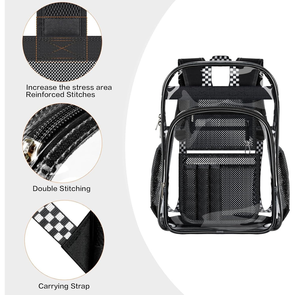 Clear Backpack Transparent Heavy Duty School Pvc Bookbag See Through Bag Boys And Girls For College Work Travel Security