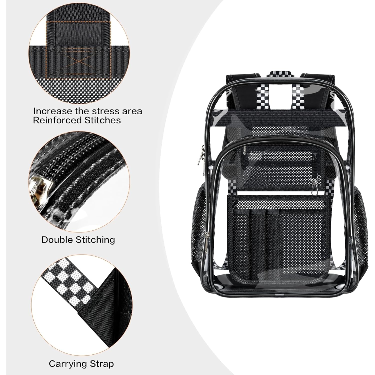 Clear Backpack Transparent Heavy Duty School Pvc Bookbag See Through Bag Boys And Girls For College Work Travel Security