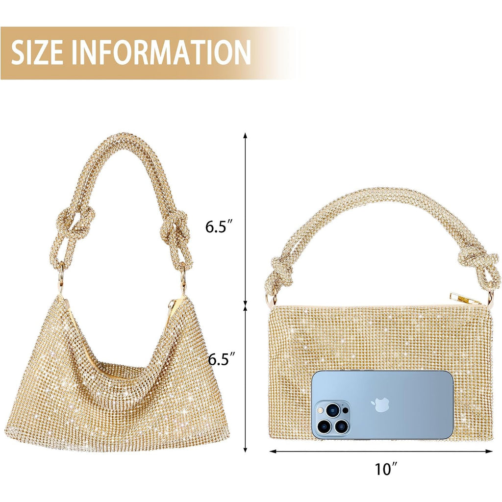 Rhinestone Purse Sparkly Evening Bag Silver Clutch Purses For Women Evening, Cross Body Handbags For Party Prom Club Wedding