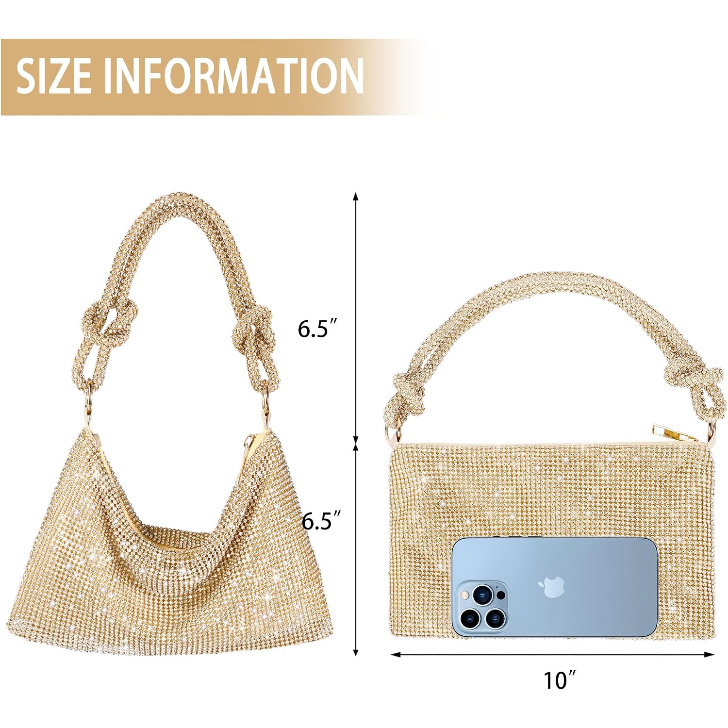 Rhinestone Purse Sparkly Evening Bag Silver Clutch Purses For Women Evening, Cross Body Handbags For Party Prom Club Wedding