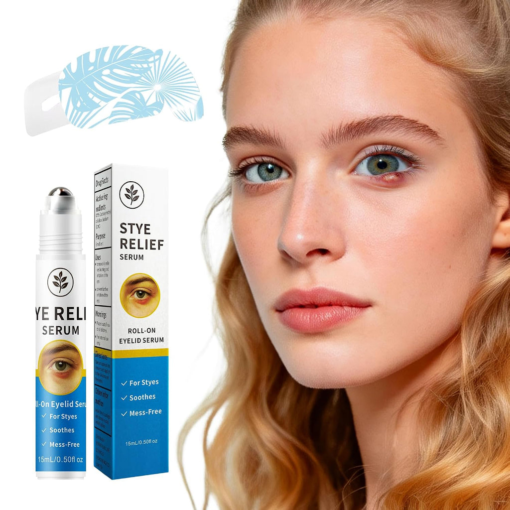 Stye Eye Treatment 2 Kits-Stye Relief Rollerball Serum & 10 Pcs Eye Patches | For Styes, Chalazions And Blepharitis Treatment For Eyelids, Stye Eye Compress, Clear Eyes Redness Relief, Sleep Eye Mask