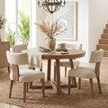 Mid Century Modern Dining Chairs Set Of 4, Upholstered Linen Kitchen & Dining Room Chairs With Ergonomic Curved Backrest, Solid Wood Legs, Farmhouse Accent Chair For Home, Apartment, Beige
