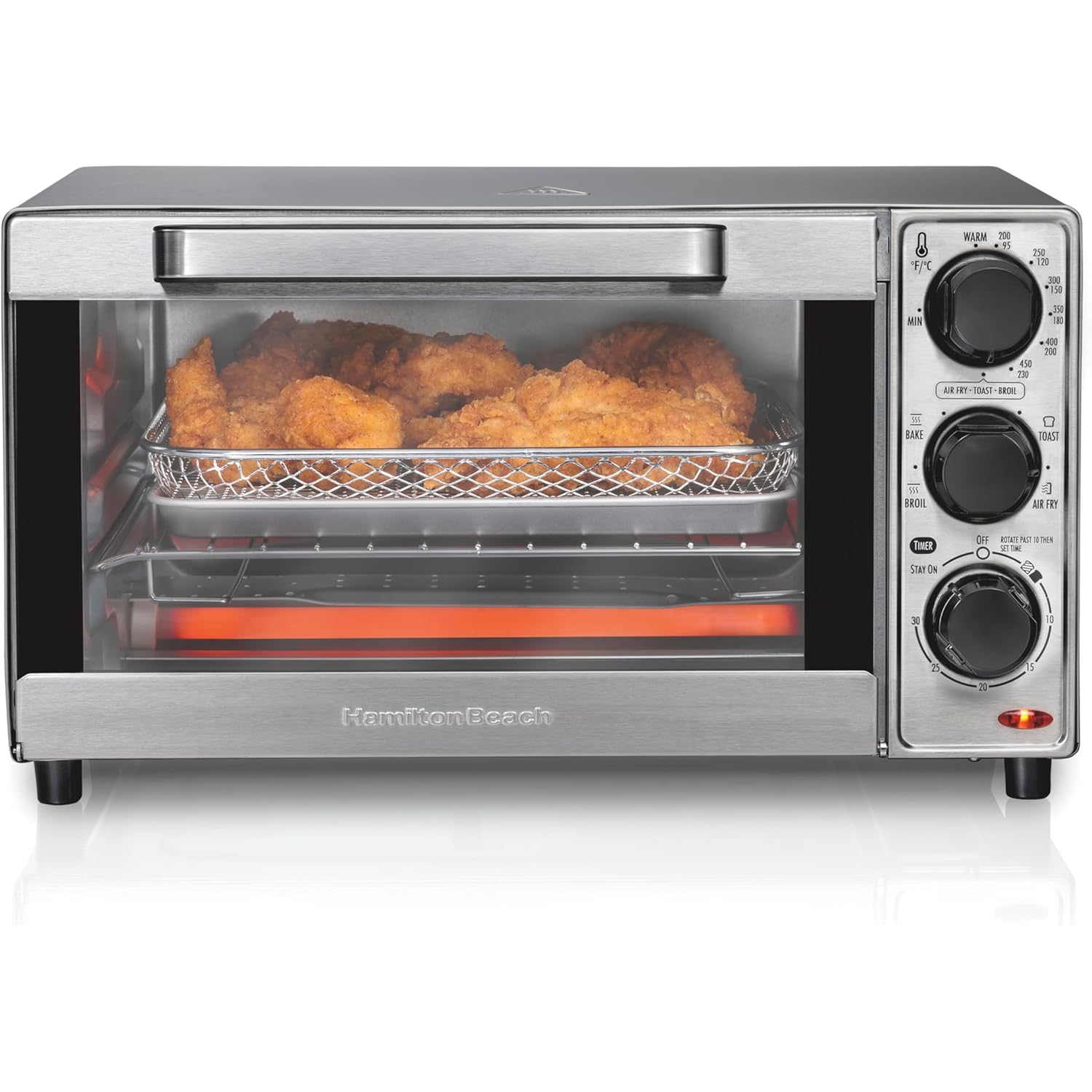 Hamilton Beach Sure-Crisp Air Fryer Toaster Oven Combo, Fits 9” Pizza, 4 Slice Capacity, Powerful Circulation, Auto Shutoff, Stainless Steel (31403)