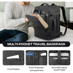 Carry On Backpack For 1-10 Days Trips, Extra Large 40L-50L Travel Backpack Tsa Approved, Expandable Laptop Bagpack, Water Resistant Bag Compatible With 17.3 Inch Laptops, Black
