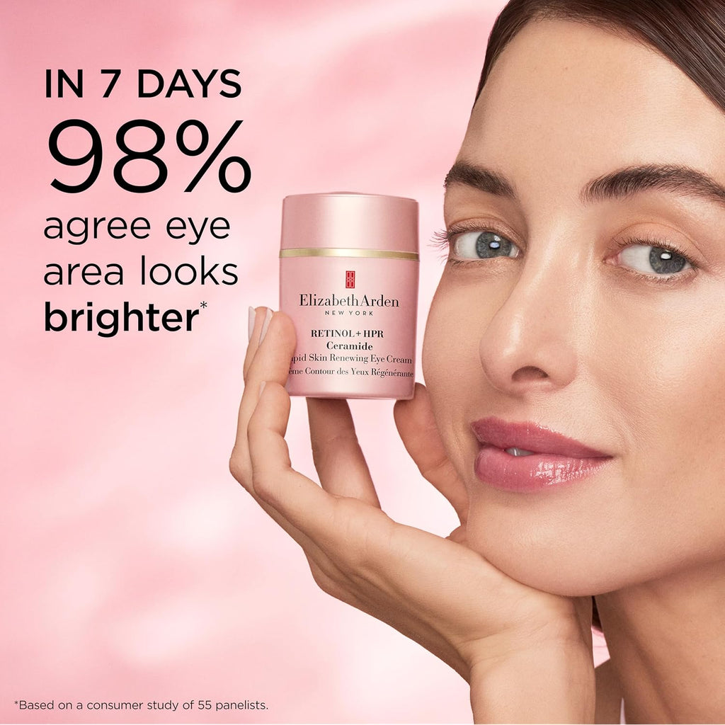 Elizabeth Arden Retinol + Hpr Ceramide Rapid Skin Renewing Under Eye Cream, Fine Lines & Wrinkles Treatment With Peptides, Hydrating Brightener, 0.5 Fl Oz