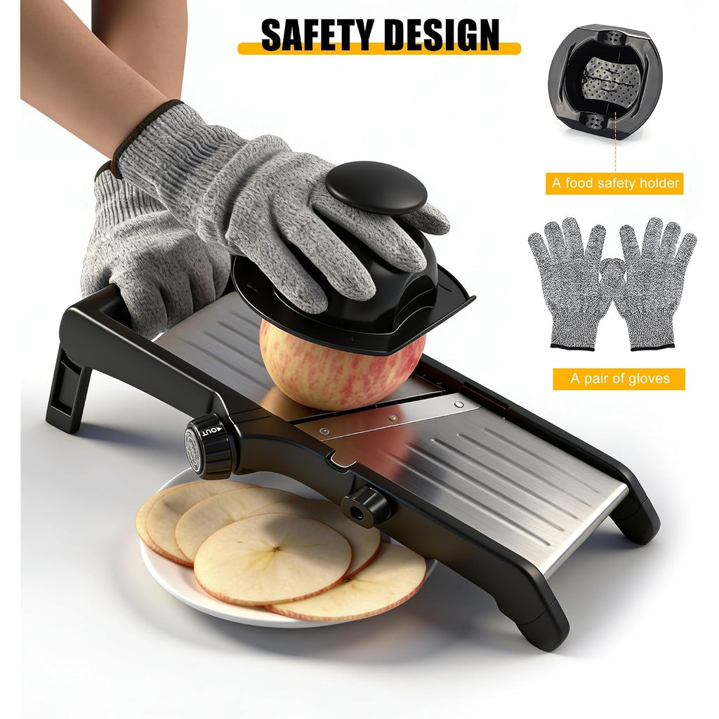 -Bingbing- Mandoline Slicer For Kitchen, 7-In-1 Adjustable Vegetable Slicer | Stainless Steel Food Slicer, Adjustable Blade, Slices, Julienne, Waffle And French Fries Cut, Includes Gloves And Brush