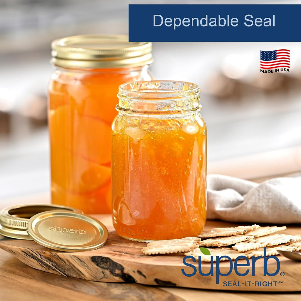 Superb Canning Lids – Regular Mouth Mason Jar Lids – Baker’S Dozen/Bulk Package Of 156 Lids – Made In The Usa