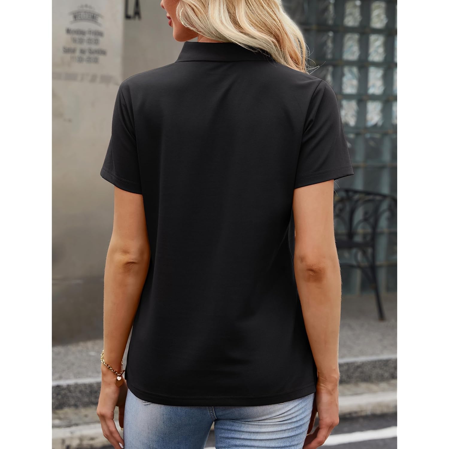 Women's Polo Shirts Cotton 3-Button Short Sleeve Collared Tops Summer Cool Shirt Uniform Casual Shirts