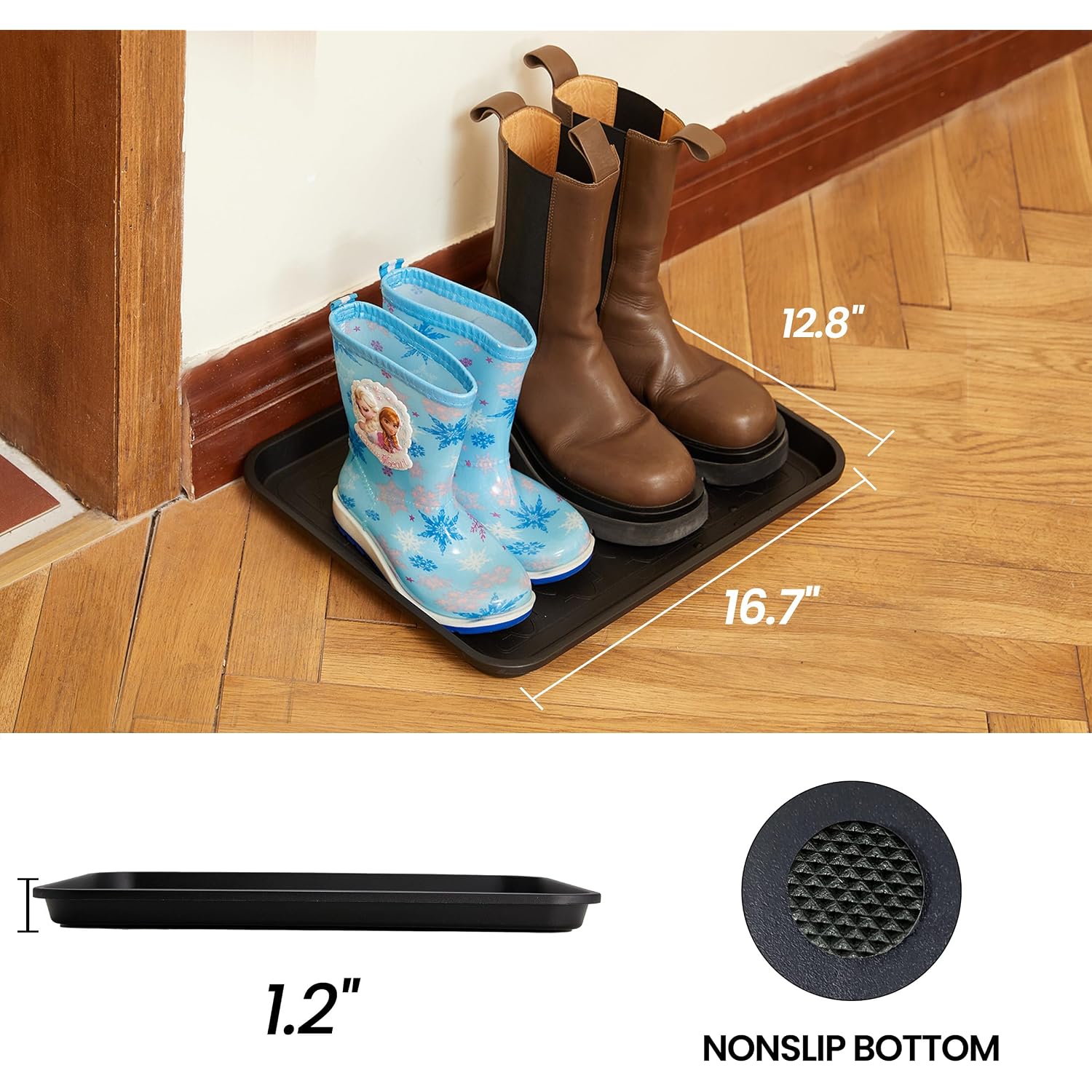 Wataniya Pet Boot Tray For Entryway Indoor, Heavy Duty Shoe Mat Tray 2 Packs, 16.7"X12.8" Waterproof Shoes Trays With Raised Edge, Outdoor Multi-Purpose Mats For Boots, Garden, Pets