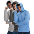 Telaleo 3 Pack Men'S Upf 50+ Sun Protection Lightweight Hoodie Performance Long Sleeve Spf Uv Shirt For Fishing Running