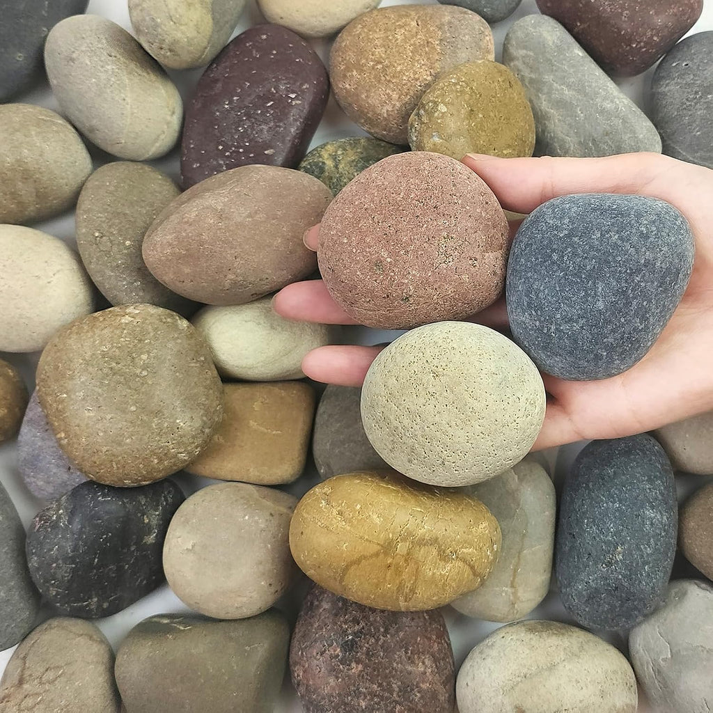 5 Lbs Natural Aquarium Rocks, 2-3 Inch Large Pebbles.Decorative River Rocks For Plants, Fish Tank, Garden, Paving, Fountain, Walkways And Outdoor Landscaping