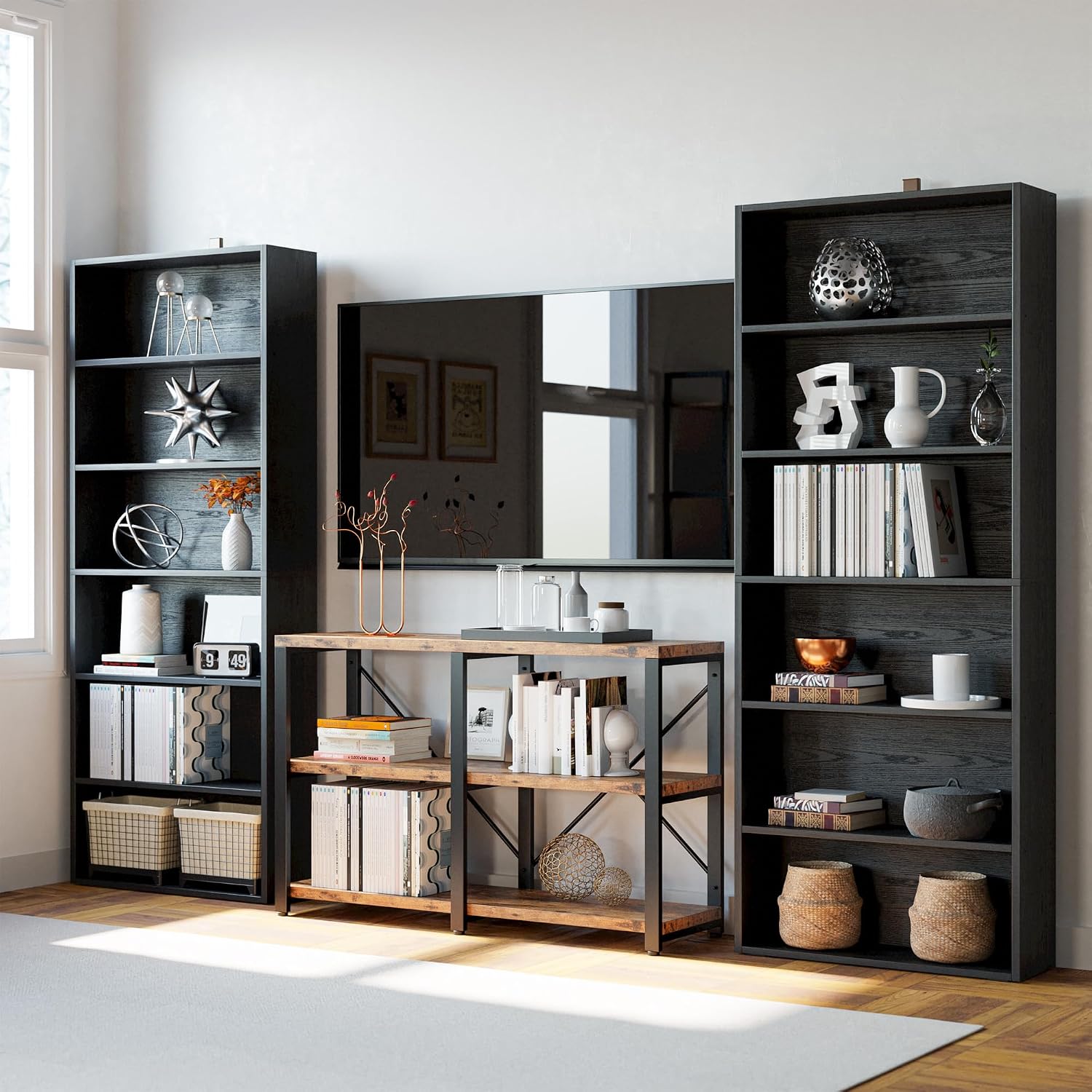 Ironck Bookshelves And Bookcases Floor Standing 6 Tiers Display Storage Shelves 70 In Tall Bookcase Home Decor Furniture For Home Office, Living Room, Bed Room