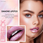 Hosaily Metallic Pink Frost Glitter Lipstick For Women, Long Lasting High Shine Diamond Creamy Nude Light Pink Lipstick Transfer Proof,Shimmer High Impact Full Coverage Non Stick Cup Lip Makeup#1