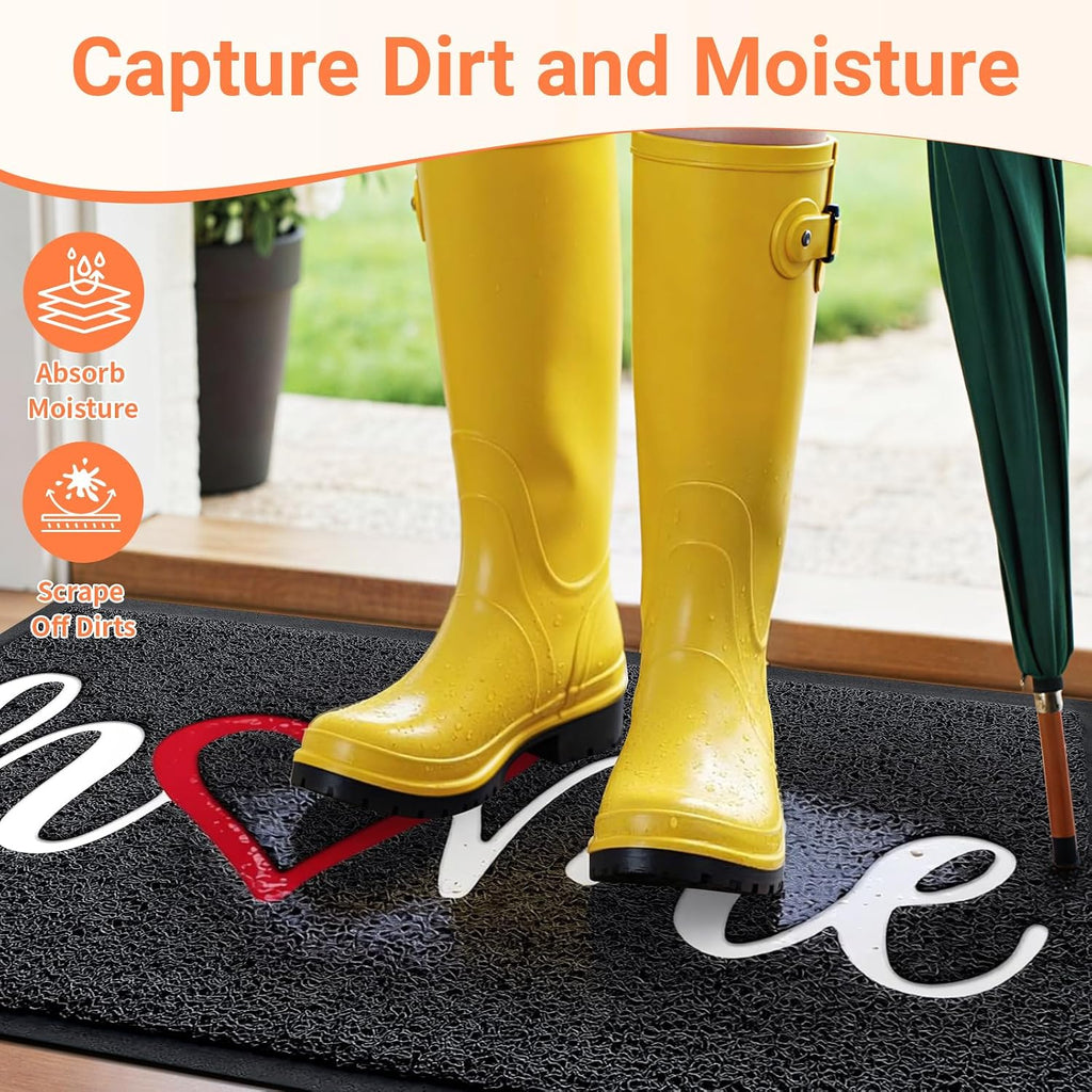 Door Mat Indoor Outdoor Welcome Mat For Entrance, 30X17.5 Black | Heavy-Duty, Low-Profile, Non-Slip, Dirt Trapping Entry Mat, For Home Entrance, Outside Entry, Yard, Floor, Patio, Garage
