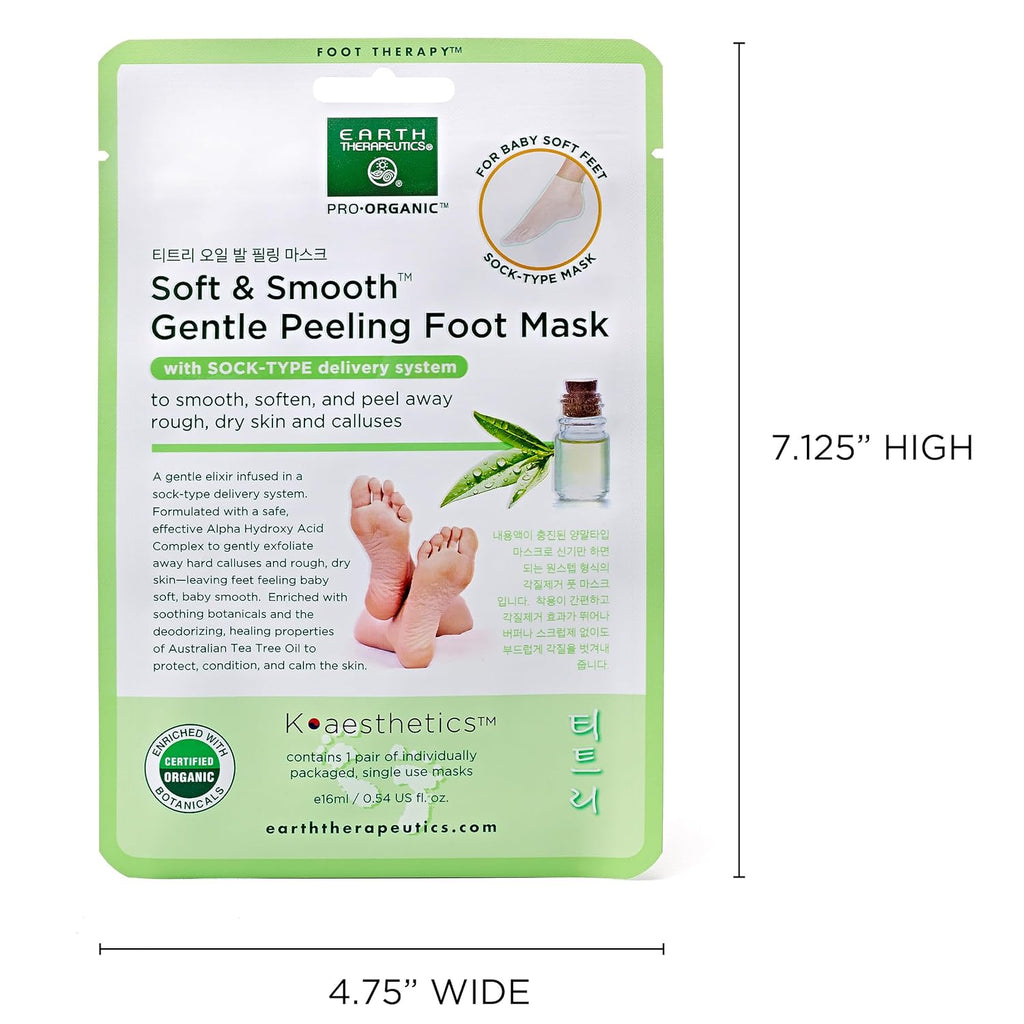 Earth Therapeutics Soft & Smooth Gentle Peeling Foot Mask - 2 Pairs