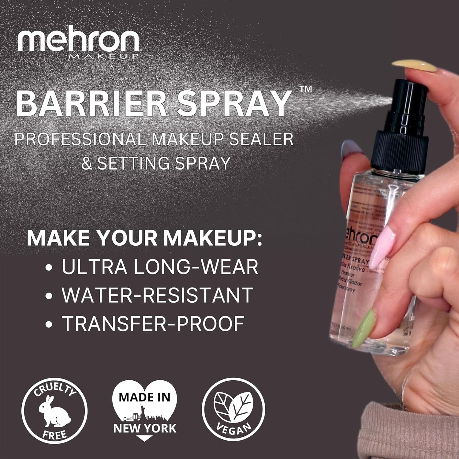Mehron Makeup Paradise Makeup AQ & Barrier Spray Combo Pack | Before & After Setting Spray 2 fl oz (60 ml) Plus Pro Size Water Activated Face Paint & Body Paint 1.4 oz (40 g) (Purple)