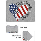 4th of July Shirts Women Faith Family Freedom Tshirt American Flag T Shirts Star Stripes Patriotic Shirts Top