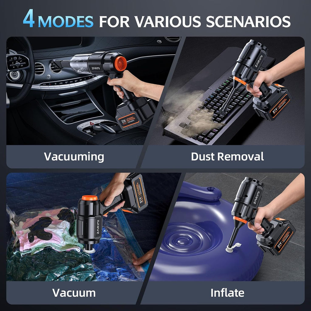 Portable Cordless Car Vacuum, 50,000Pa High-Power Brushless Motor, Rechargeable Handheld Vacuum Cleaner With 2 Batteries & Charger, 6-In-1 Vacuum Cleaners For Home, Keyboard, Pet Hair, Black