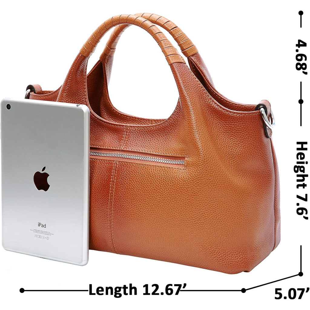 Iswee Genuine Leather Shoulder Bags Purses and Handbags for Women Satchel Designer Cross Body Hobo Medium Size Tote