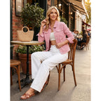 Luvamia Women'S Basic Button Down Stretch Fitted Long Sleeves Denim Jean Jacket