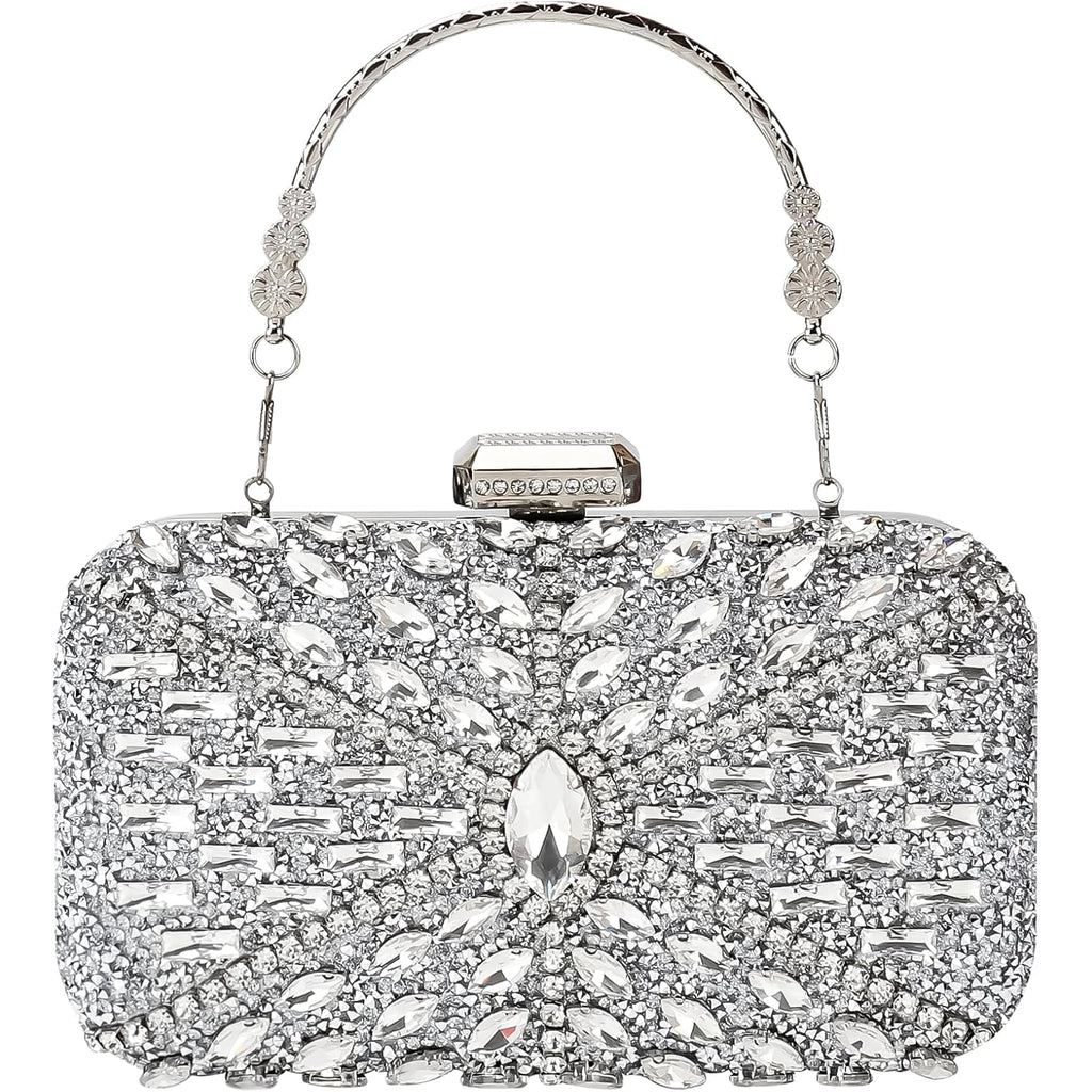 Womens Sparkly Rhinestone Crystal Glitter Clutch Purse Evening Handbag Shoulder Bag for Wedding Party Prom