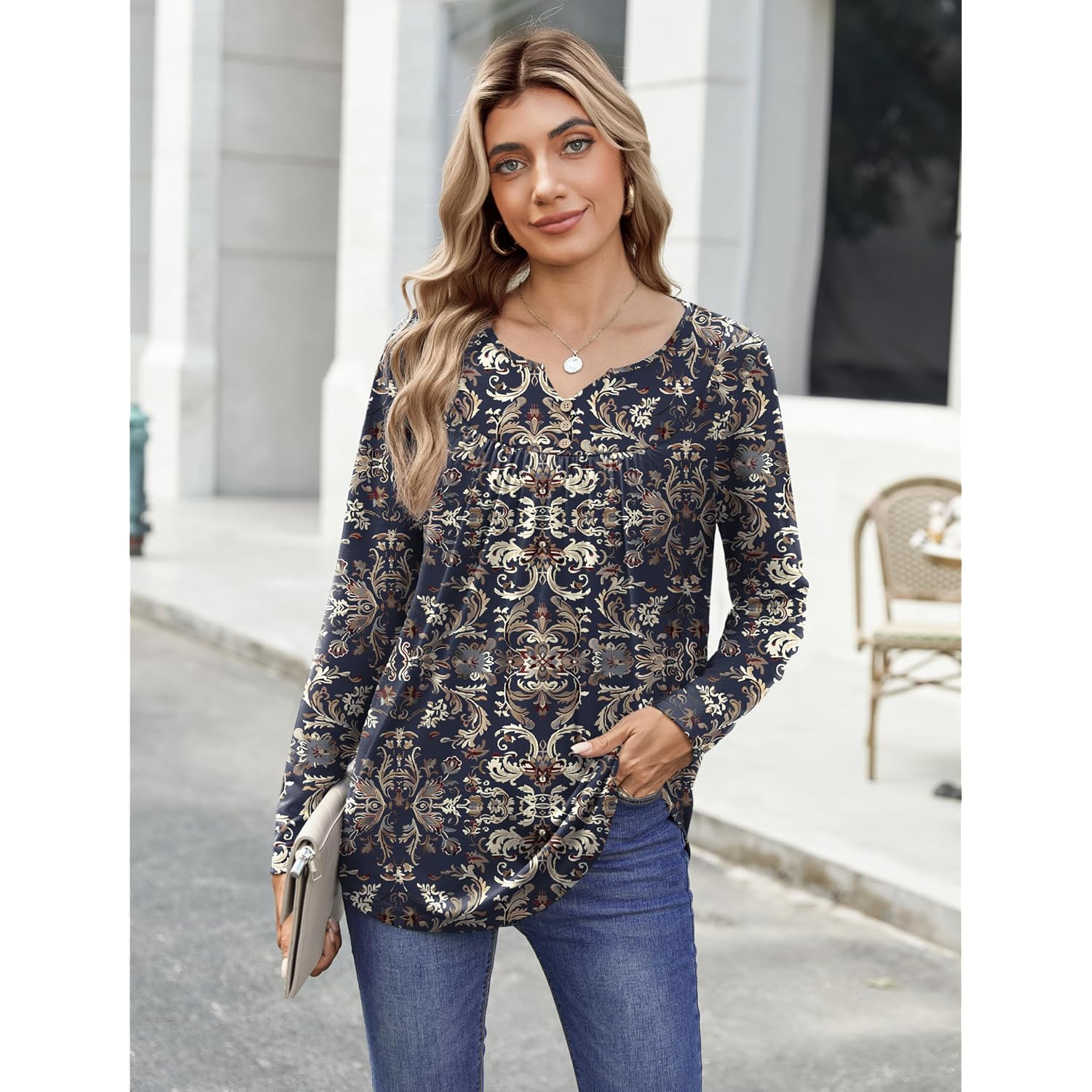 Zeagoo Womens Tops Long Sleeve Shirts Boho Tops for Women 2026 Fall Blouses Ladies Sweatshirts Spring Fashion Clothing