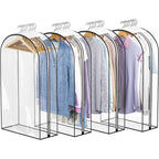 Clear Garment Bags For Hanging Clothes 10” Gusseted, Suit Bags For Closet Storage, Hanging Plastic Clothes Cover For Coat, Dress, Fur, Shirt, 4 Pack, 40” Long
