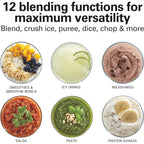 Hamilton Beach Power Elite Blender For Smoothies With Wave Action System | 40 Oz. Glass Jar | 12 Functions Including Puree, Crush Ice | 700 Watts | Black | 58148Ag