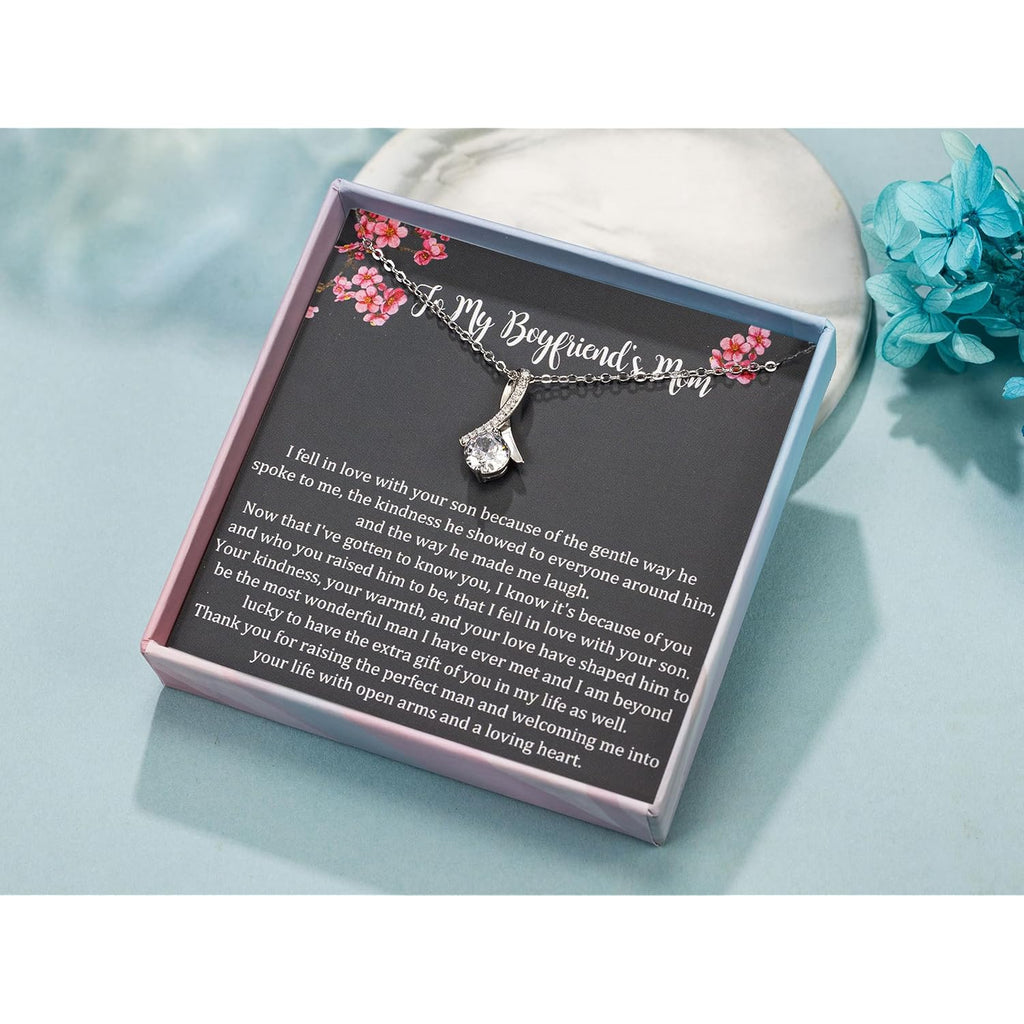 NOREGRET Gift to My Boyfriends Mom Necklace 925 Sterling Silver Necklace Gifts for Boyfriends Mom Mothers Day Gift Birthday Gifts