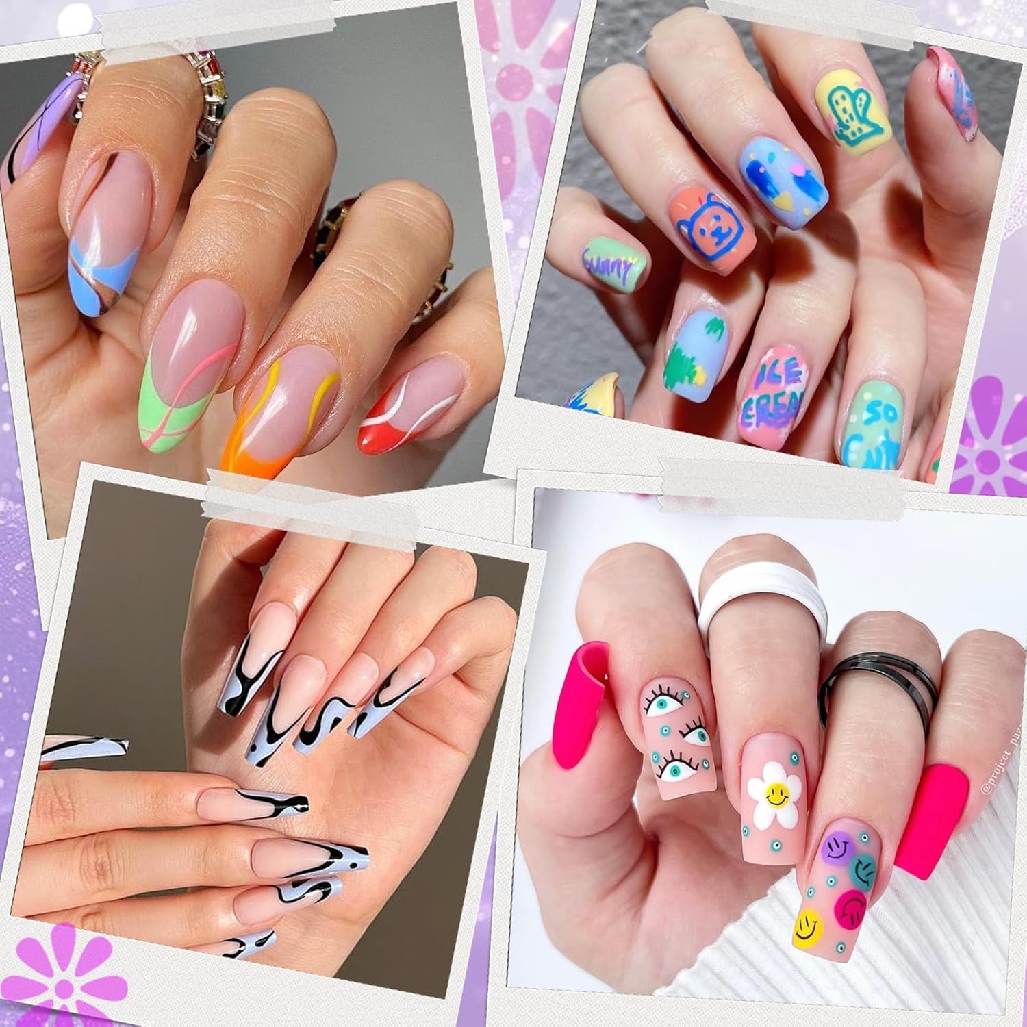Nail Art Acrylic Marker Pens with Stencils, 24 Colors Dual Tip Water-Based Markers, 14 Nail Stickers Heart Butterfly Flowers Star Designs, Quick-Dry DIY Nail Tools for Women and Girls