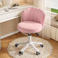 Small Round Rolling Desk Chair Armless Comfy Vanity Computer Chair With Low Backrest Pu Leather Height Adjustable Swivel Work Spa Chair