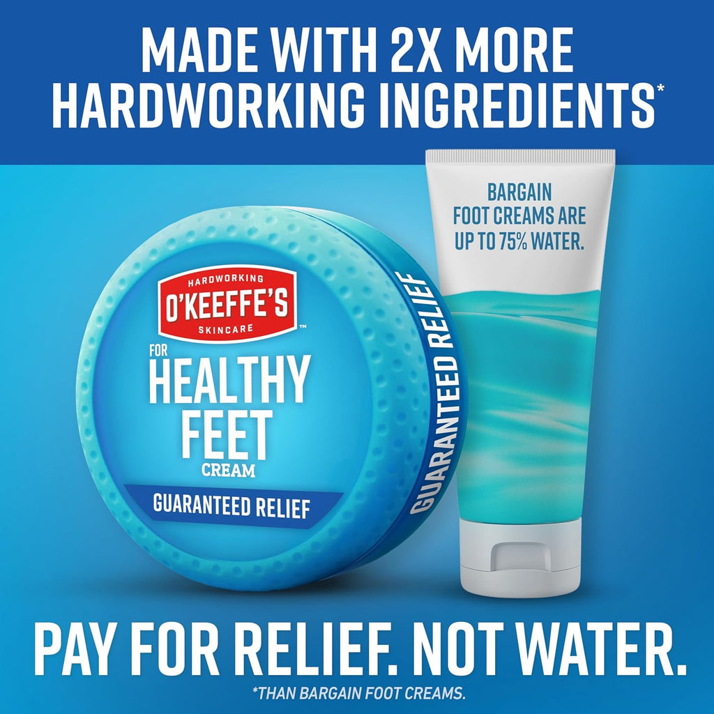O'Keeffe's for Healthy Feet Foot Cream - 6.4 oz Jar (1 Pack) - Guaranteed Relief for Extremely Cracked, Dry Feet, Repairing Skincare, Instantly Boosts and Retains Moisture Levels