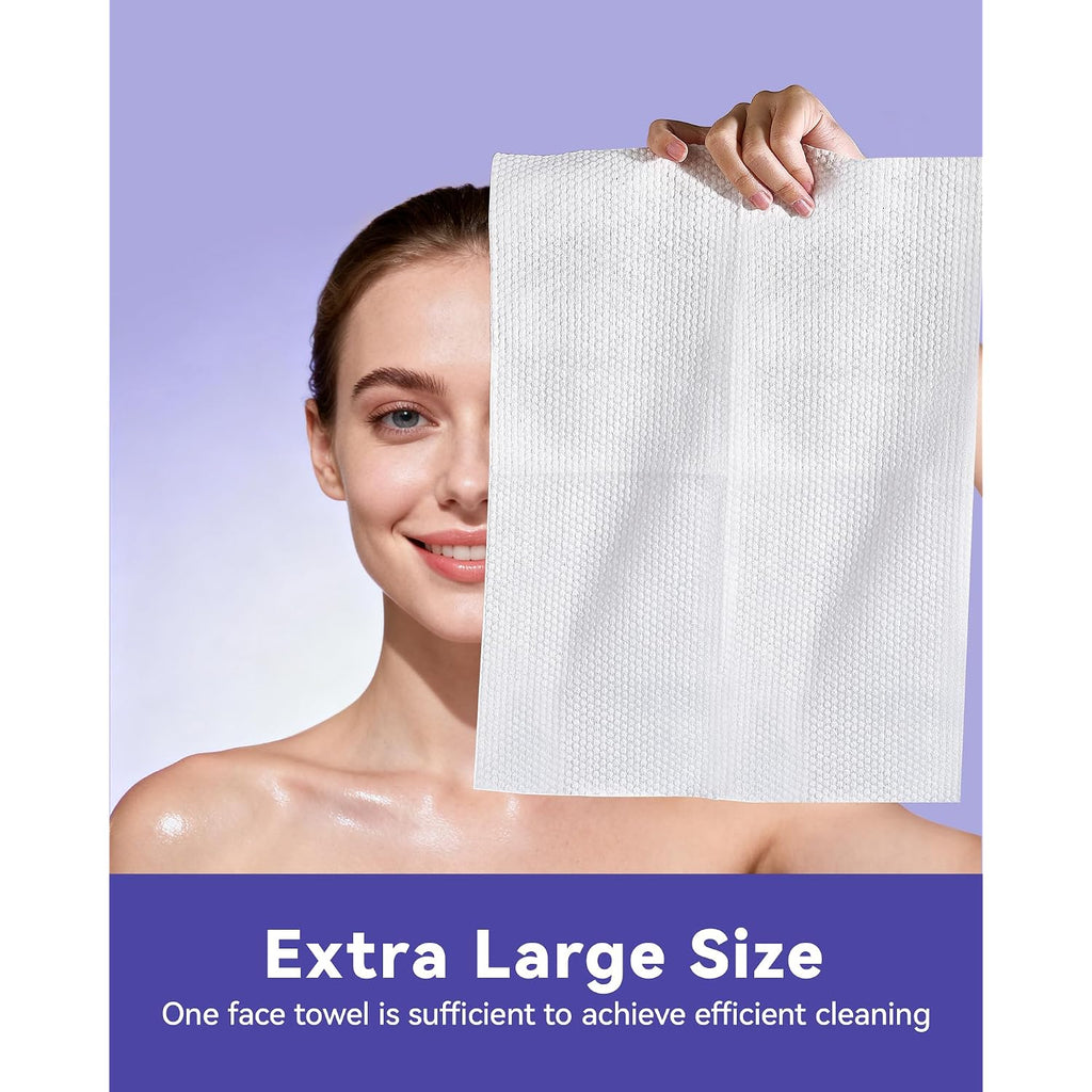 Disposable Face Towels, 10"×12" Xl Face Towelette Disposable, Soft Makeup Remover Dry Wipes, Thick Facial Tissue For Women Cleansing, Skin Care, 50 Count (4 Pack)