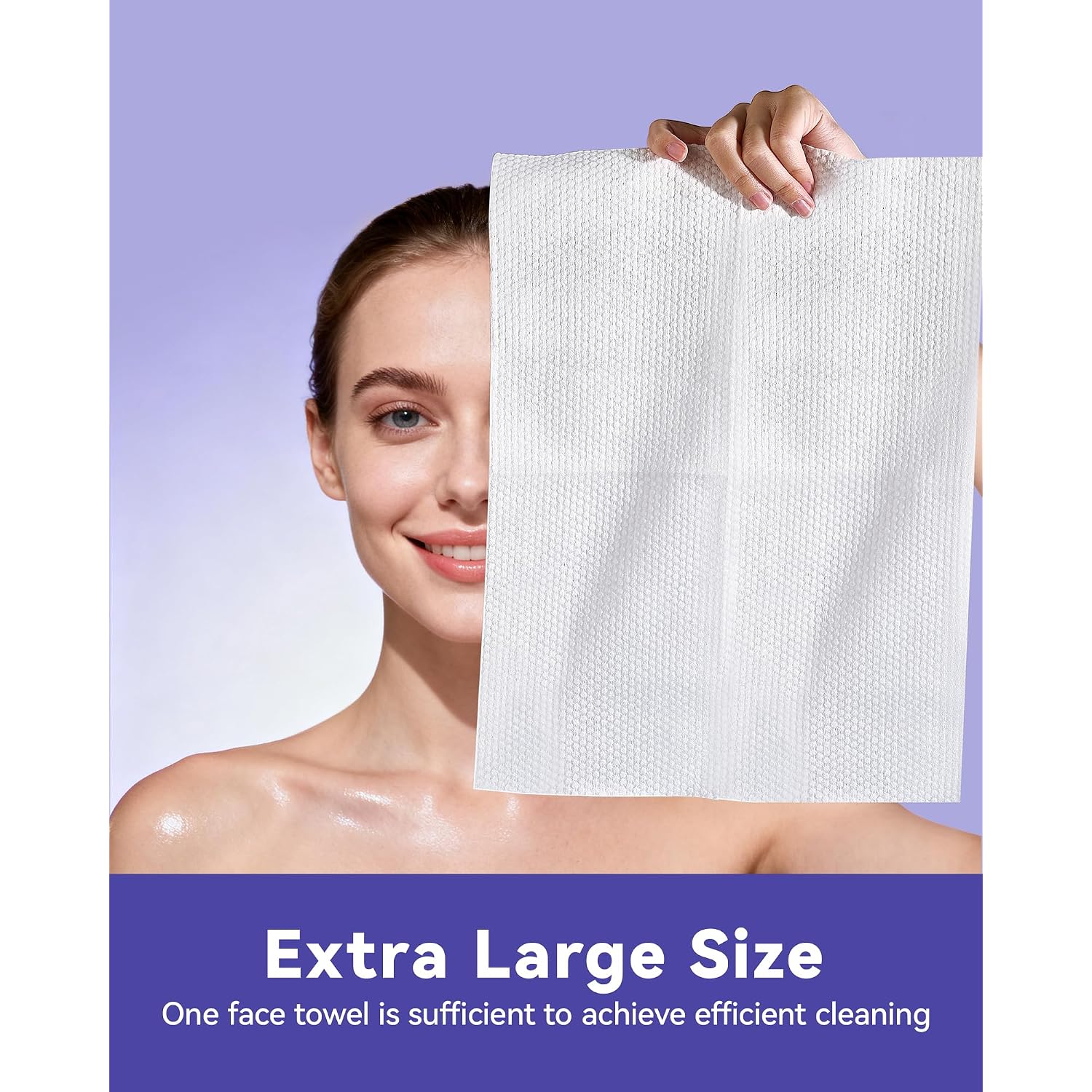 Disposable Face Towels, 10"×12" Xl Face Towelette Disposable, Soft Makeup Remover Dry Wipes, Thick Facial Tissue For Women Cleansing, Skin Care, 50 Count (4 Pack)