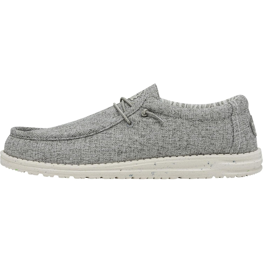 Heydude Men'S Wally Blend Linen Slip On Loafer, Linen Iron Size 10 | Lightweight Casual Shoe With Easy On Elastic Laces