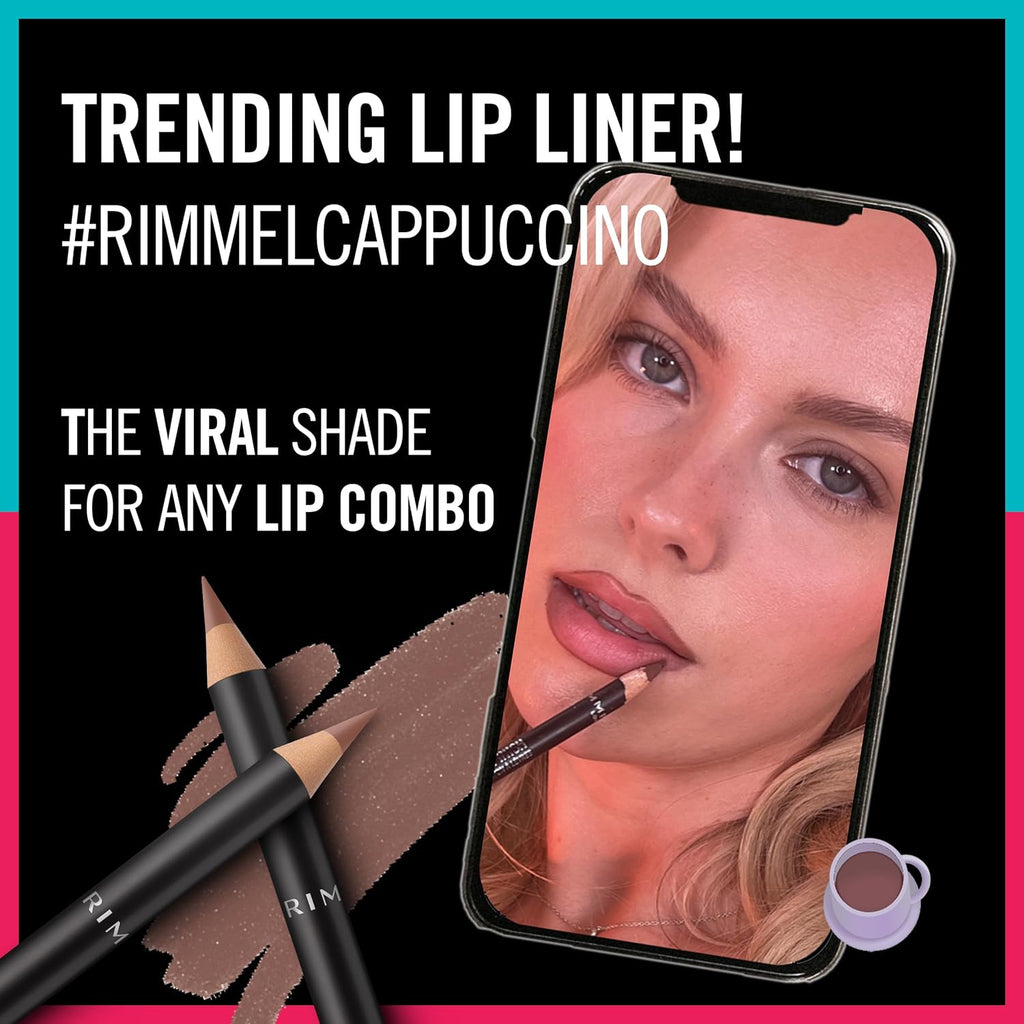 Rimmel Lasting Finish 8HR Soft Lip Liner Pencil - Vibrant, Blendable Formula to Lock Lipstick in Place for 8 Hours - 705 Cappuccino, .04oz