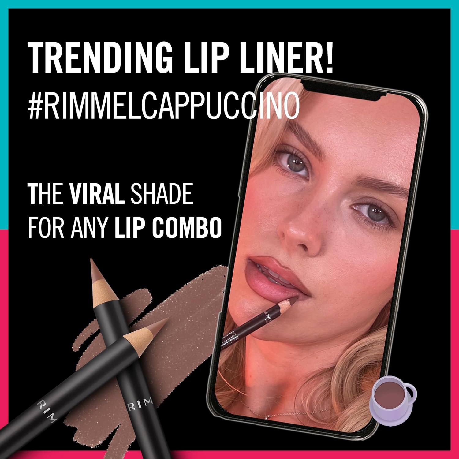 Rimmel Lasting Finish 8HR Soft Lip Liner Pencil - Vibrant, Blendable Formula to Lock Lipstick in Place for 8 Hours - 705 Cappuccino, .04oz