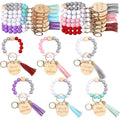 Faccito 12 Pcs Inspirational Keychain Bracelet with Tassel Beaded Motivational Quote Wristlet Keyring for Nurse Grad Gift(Aesthetic Color)