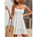 Makemechic Women'S Boho Mini Dress Summer Vacation Sundress Dots Sleeveless Cami Country Short Dress